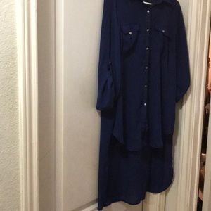 Deep blue shirt with tail